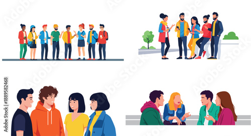 Group of people standing and chatting outdoors