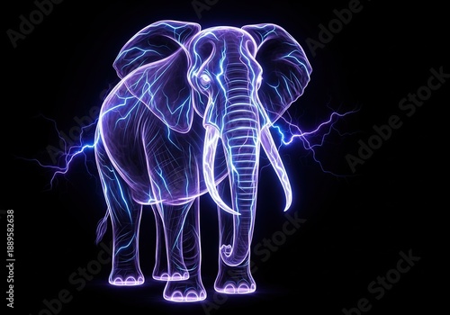 Wallpaper Mural Neon elephant silhouette Torontodigital.ca