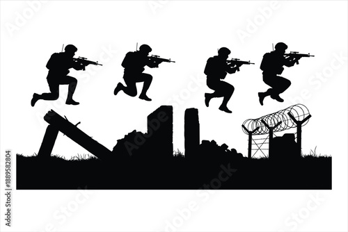 Soldiers in Action Silhouette