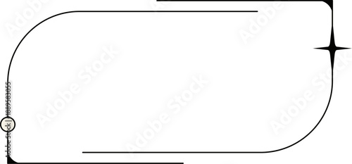 Aesthetic geometric linear shape, border or decoration. Vintage Boho shape, aesthetic vector frame. Geometric design element or minimal graphic border with monochrome lines and star