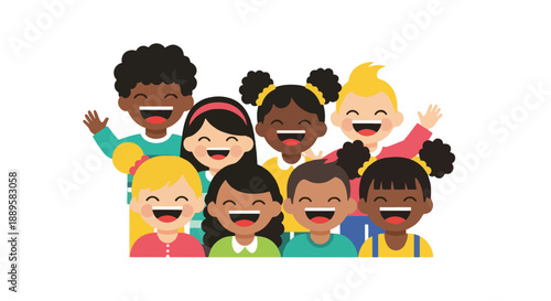 Diverse group of happy children laughing together