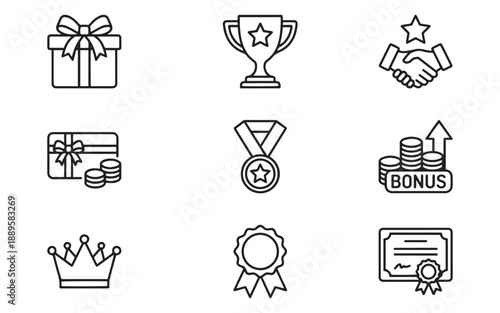 Reward and achievement icons for business and motivation