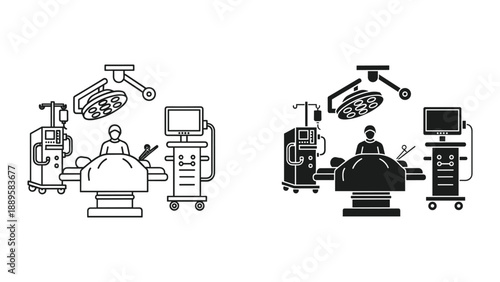 Medical operation theater equipment illustration
