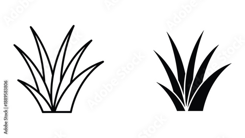 Simple black line art of potted plants