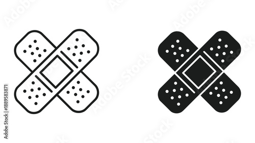 Band aid icon set for medical use
