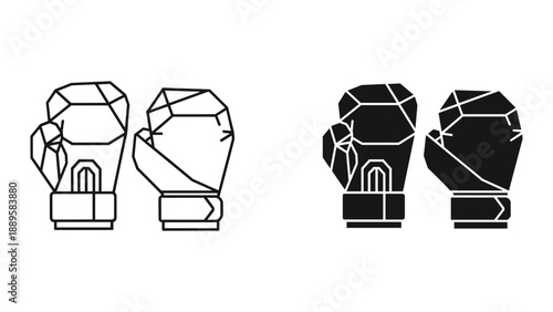 Boxing glove icon set in different views