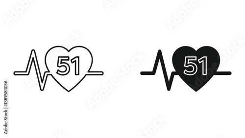 Heart rate pulse with number fifty one