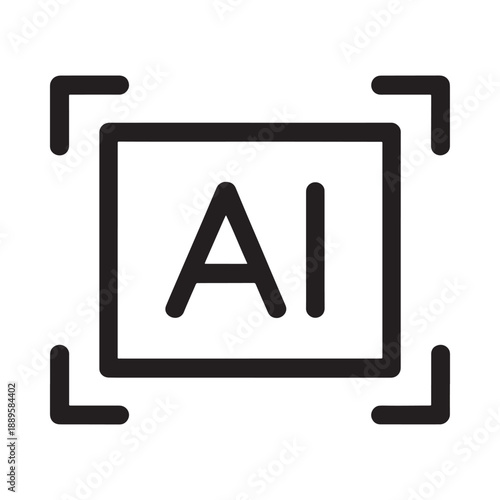 a black and white icon of a camera viewfinder with the letters ai