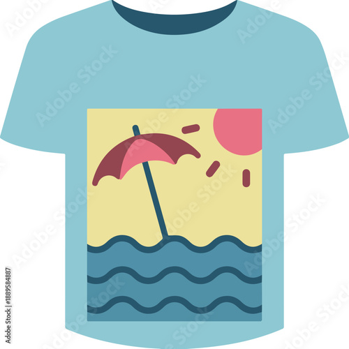 tshirt beach umbrella sun wave ocean graphic vector design tee