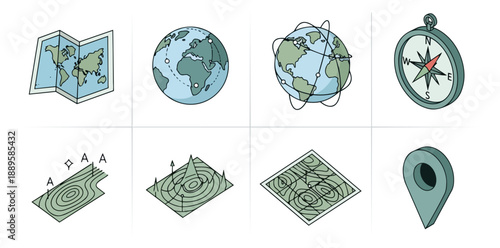 Travel and navigation elements vector illustration