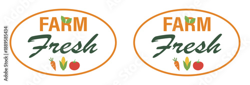 Farm Fresh Organic Produce Logo - Professional Oval Label Design with Carrot, Corn, and Tomato Icons for Farmers Markets and Grocery Branding