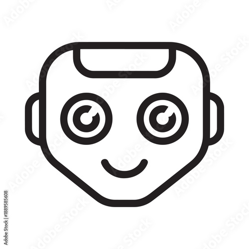 a black and white drawing of a cartoon robot face