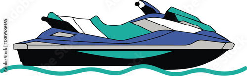 Side view flat vector personal watercraft with copy space