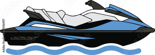 Personal watercraft illustration for travel and rental ads