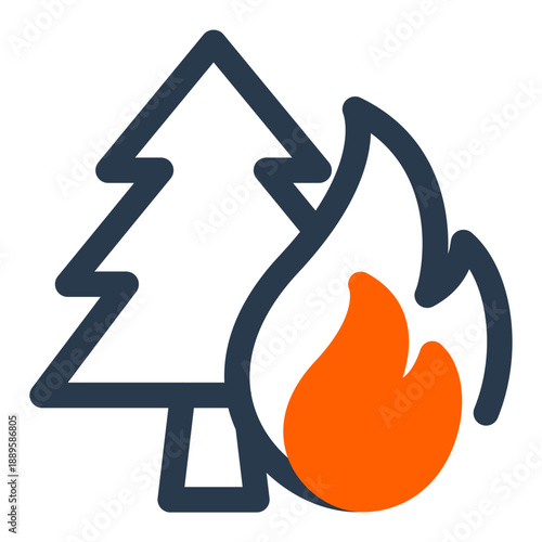 Wildfire forest fire burning trees disaster icon