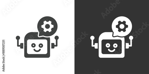 Smart Robot and Settings icon. Solid glyph series icon