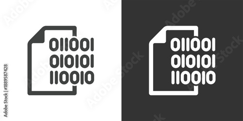 Binary Data Document icon. Solid glyph series icon
