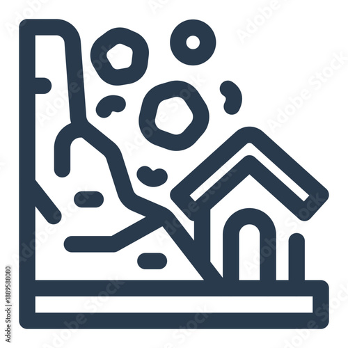 Landslide soil collapse house damage disaster icon