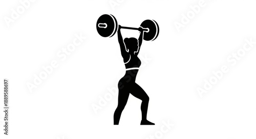 Woman lifting weights in gym silhouette fitness concept strong athletic female exercising with barbell