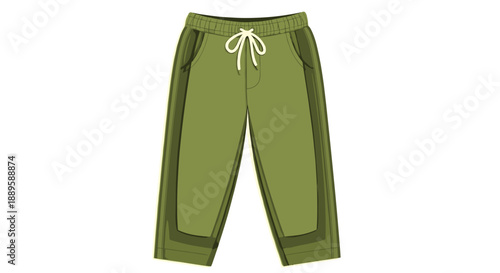 Green drawstring lounge pants with pockets isolated on a white background, showcasing casual comfort and relaxed style