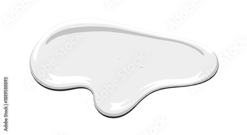 Isolated white glue spill forming a unique blotch shape on a clean background