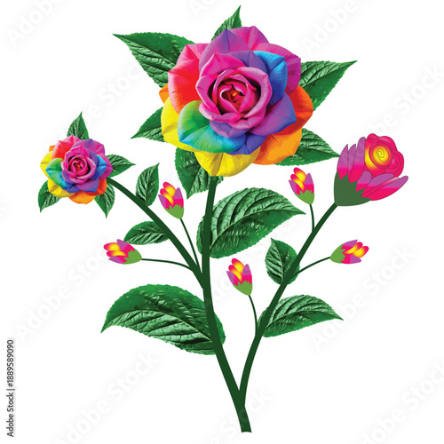A variety of colorful flowers in a big collection, Rose flower set of blooming plant