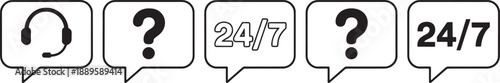 Customer support signs symbols headset question mark