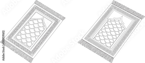 Detailed Islamic prayer mats with intricate patterns for worship