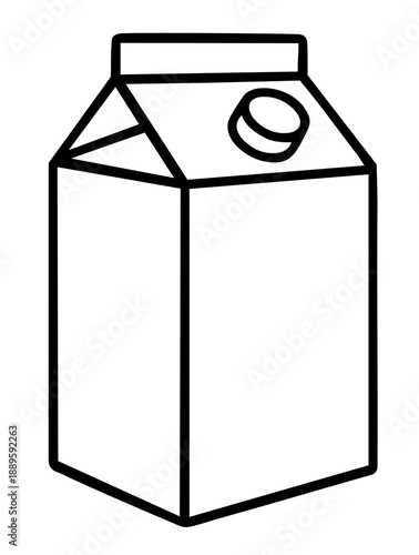 Beverage carton packaging outline icon, universal drink box for milk, juice and liquid products