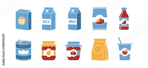 Assortment of food and beverage icons illustration