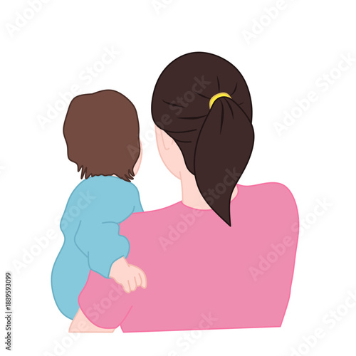 a young mother is carrying her beloved son.