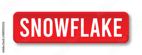 Snowflake button with red 3D style for UI element, digital label and UI vector