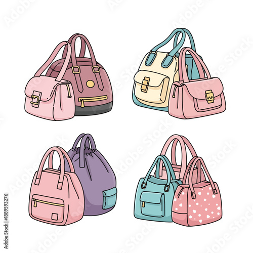 Collection of stylish handbags in various colors and designs perfect for fashion.