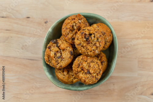 Healthy Oatmeal Energy Bites in Ceramic Bowl
