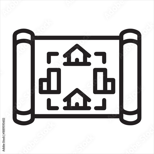 Black line icon for master plan