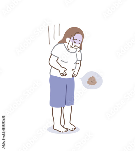 便秘に悩む女性のイラスト素材