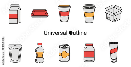 Assortment of beverage packaging and containers with copy space