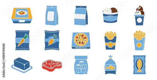 Assortment of food items and drinks vector illustration
