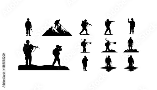 Military Soldier Silhouettes in Action