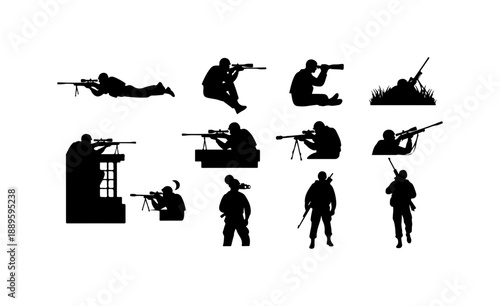 Military Soldier Silhouettes in Action