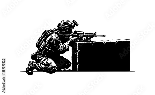 Soldier in Combat Position