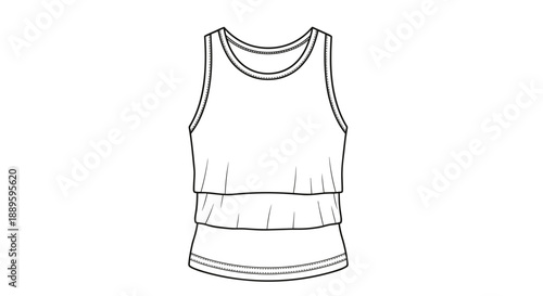 Minimalistic illustration of a layering tank top isolated on a white background with clean lines and simple design