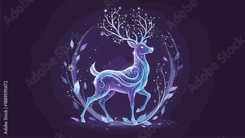 Enchanted Deer: Mystical Forest Creature with Sparkling Antlers