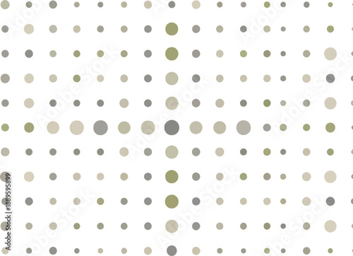 Grid pattern of variably sized and colored circles on white background