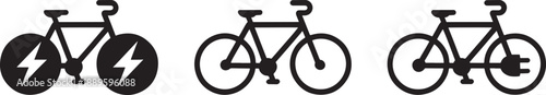Three bicycle in different styles and colors bicycle bike symbols black and white