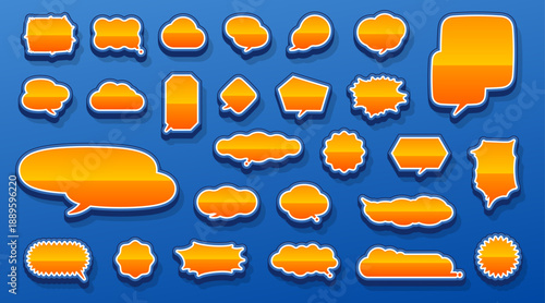 立体的で重厚なデザインの吹き出し　色々な形セット