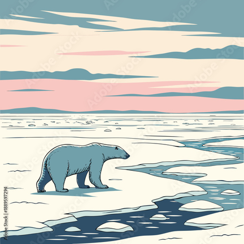 Serene Arctic Plain Landscape with Pastel Sky and Calm Atmosphere