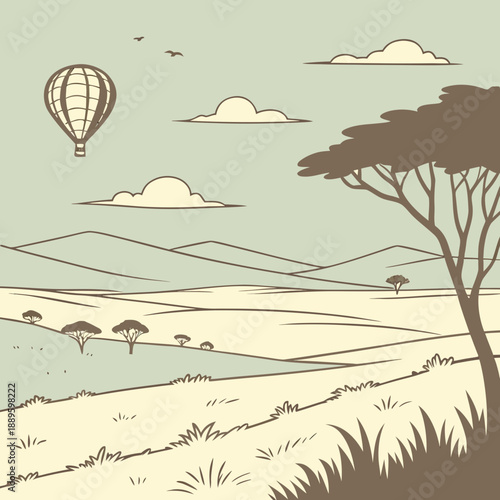 Minimal Clouds Floating Over Empty Land, Vast Solitude