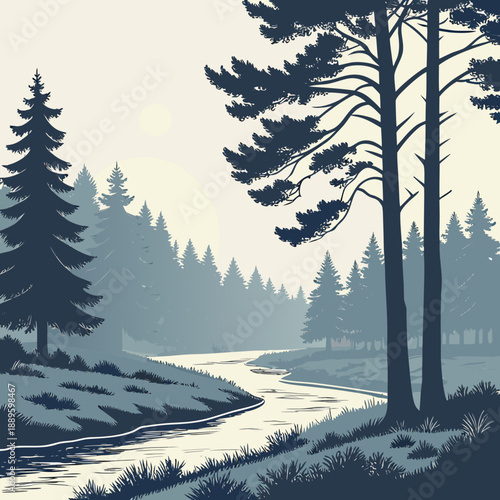 Nordic Landscape with Calm Atmosphere and Serene Winter Scenery