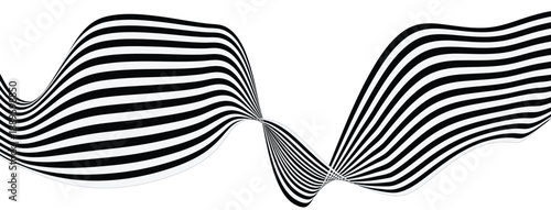 Modern Wavy Stripes 3D Optical Illusion Vector Background